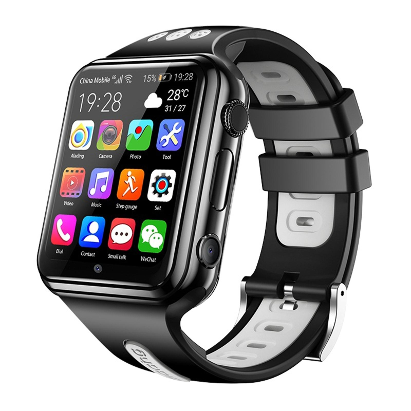 Montre Connectée 4G Android 1.54 Pouces Montre GPS Suivi Sportif 2Go+16Go WiFi Bluetooth Noire Grise